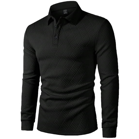 Gaexia Men's Button Down Long Sleeve Polo Shirt Casual Breathable Soft Fabric Stylish Versatile Daily Golf Polo