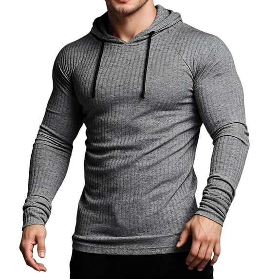 Gaexia Men's Performance Hoodie Sweatshirt Long Sleeve Pullover Slim Fit Athletic Training Shirt Lightweight Hooded Top For Gym Workout Running Jogging Sports Daily Wear