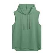 Gaexia Mens Sleeveless Hoodie Sweatshirt Running Vest Lightweight Breathable Athletic Muscle Tank Top With Pocket For Gym Workout Training Sports And Layering