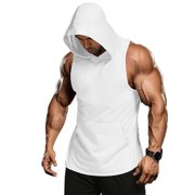 Gaexia Mens Sleeveless Hoodie Sweatshirt Workout Tank Top Cut Off T Shirt Athletic Vest With Pocket For Gym Bodybuilding Fitness Training Running Sports