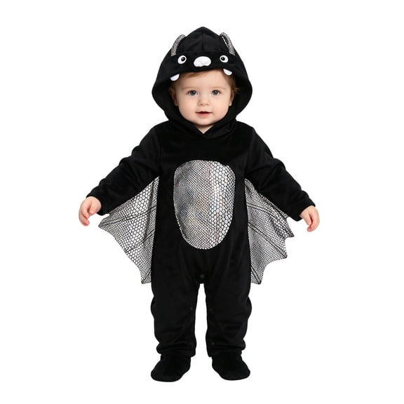 Gaexia My First Halloween Outfit Baby Boys Girls Velvet Bat Hooded Romper Jumpsuit Cute Holiday Dress Up Clothing For Toddler