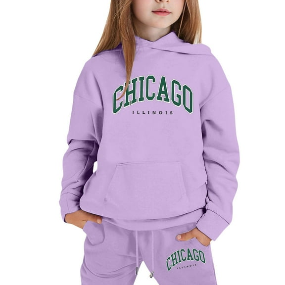 Gaexia Outfits For Girls,Winter Clothes 18 Months Girl,Girls Outfits Hooded Letter Print Sweatshirt Set Comfortable Everyday Wear For Toddler And Teen
