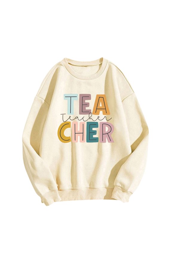 Oversized Sweatshirt for Women Plus Size Teacher Sweatshirt We Back Pullover Casual Drop Shoulder Comfortable Soft Sweatshirt Back To School,Gold,XXL