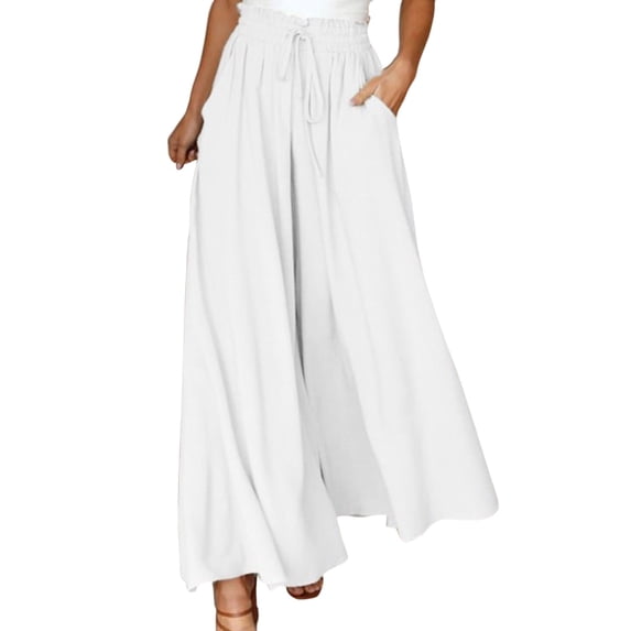 Gaexia Palazzo Pants for Women High Waisted Boho Hippie Beach Pants Plus Size Loose Wide Leg Trousers Comfortable Summer Pants