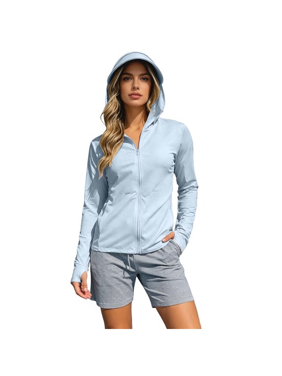 Plus Size Women’s Lightweight Hooded Sun Protection Coat Breathable Silk Fabric Full Coverage Spring Summer Autumn Outdoor Casual Travel Jacket