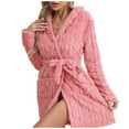 thumbnail image 1 of Gaexia Robes For Women Long Coral Bathrobe Cozy Home Wear Soft Long Sleeve Knee Length Gown for Relaxation, 1 of 3
