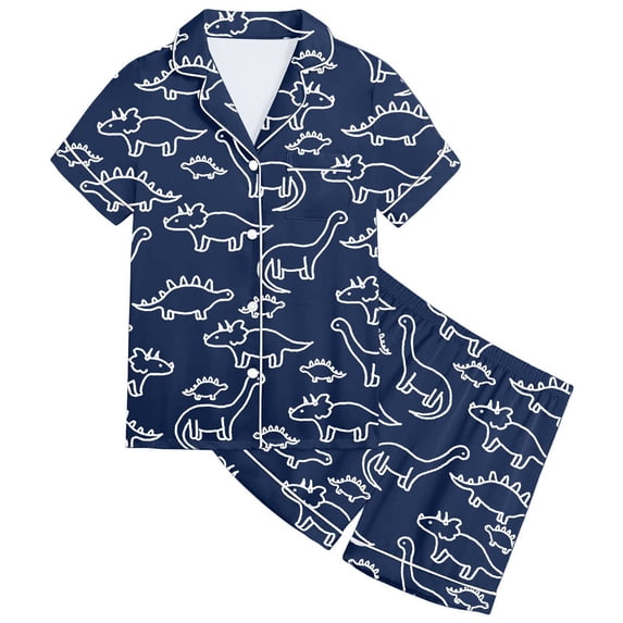 Gaexia Satin Pajama Set Spring Summer Fall Cute Ocean Animal Print Sleepwear Soft Breathable Loungewear Pajama Set