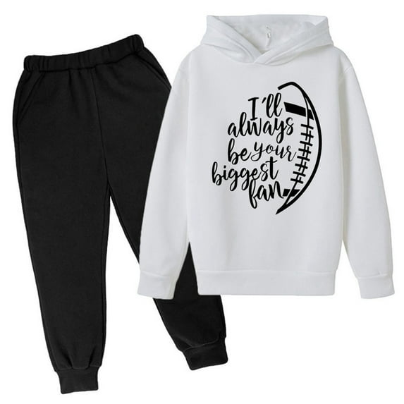 Gaexia School Uniform Boys Tracksuit Set 14-16 Hoodie Pullover Tops Pants Jogger Set Loose Fit Hoodie Sets 2 Pieces Sweatsuits for Boys,White,9-10 Years