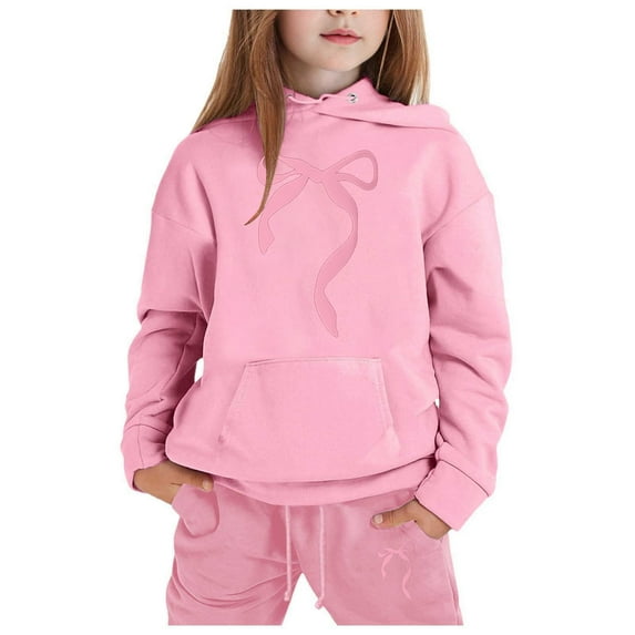 Gaexia School Uniform Boys Tracksuit Set Size 18 Hoodies and Joggers Pants Set Warm Up Suit Solid Color Hoodie Sets 2 Pieces Kids Sweatsuit,Pink,3-4Years