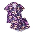 thumbnail image 1 of Gaexia Silk Pajamas Women Pumpkin Satin Pajama Set Print Short Sleeve Sleepwear Button Down Pjs Shorts Set Loungewear Sleepwear Button Down 2 Piece Pjs Shorts Set, 1 of 8