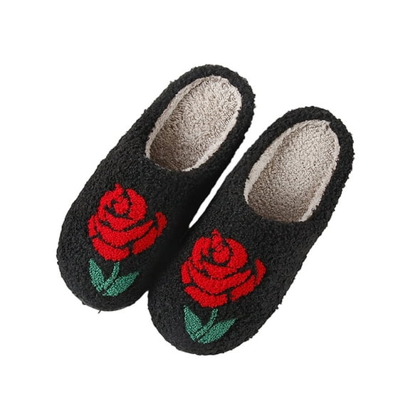 Gaexia On Slippers for Women,Fuzzy Slippers Indoor Outdoor Comfortable Soft Sole Home Shoes With Floral Design for Ladies and Couples,Funny Slippers
