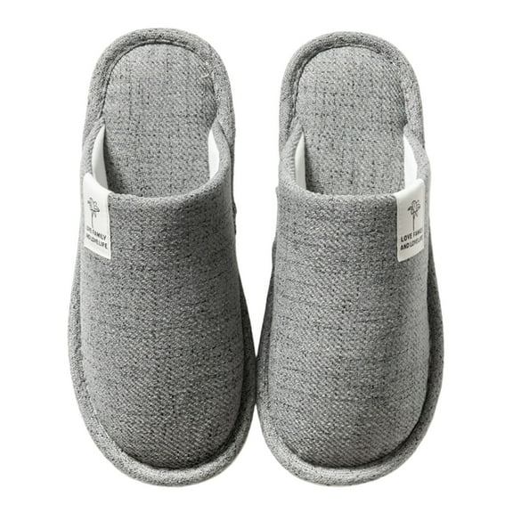Gaexia Slippers Winter Linen Slippers Breathable Guest Slippers Indoor Slippers Non for Women Men At Home Hotel - w15-Grey