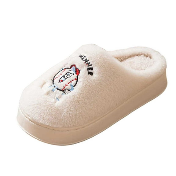 Gaexia Slippers for Women Fuzzy,Cozy Slippers Embroidered Ons for Autumn and Winter Thick Sole Fashionable Sleepers Warm Casual Footwear for Couples At Home,Outdoor Slippers
