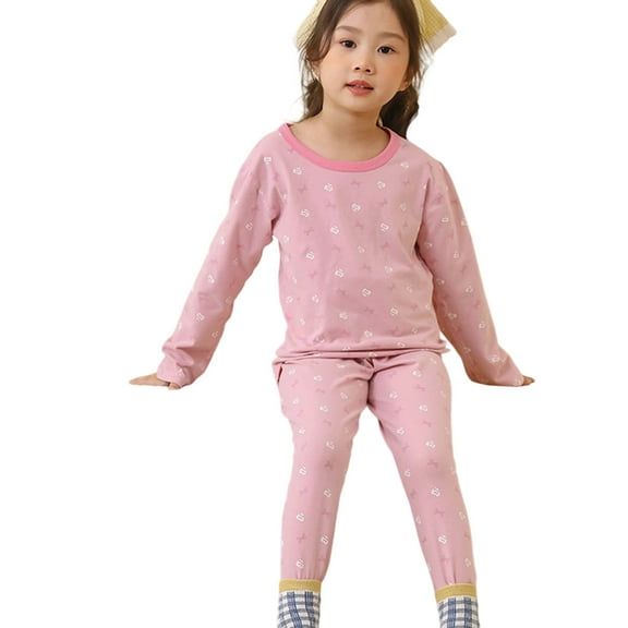 Gaexia Soft Thermal Underwear Set For Girls Cozy Long Sleeve Top And Pants Toddler Kids Loungewear Outfit Winter Warm Comfy Two Piece,Pink,11-12 Years