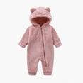 thumbnail image 1 of Gaexia Soft Winter Hooded Romper and Jumpsuit Outfit for Baby Girls Cozy Full Body Suit with Non- Grips,Light Pink,9-12 Months, 1 of 2