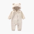 thumbnail image 1 of Gaexia Soft Winter Hooded Romper and Jumpsuit Outfit for Baby Girls Cozy Full Body Suit with Non- Grips,White,3-6 Months, 1 of 2
