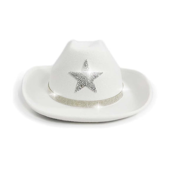 Gaexia Sparkly Star Cowboy Hat For Kids Western Party Festival Sun Outdoor Play Girls Boys
