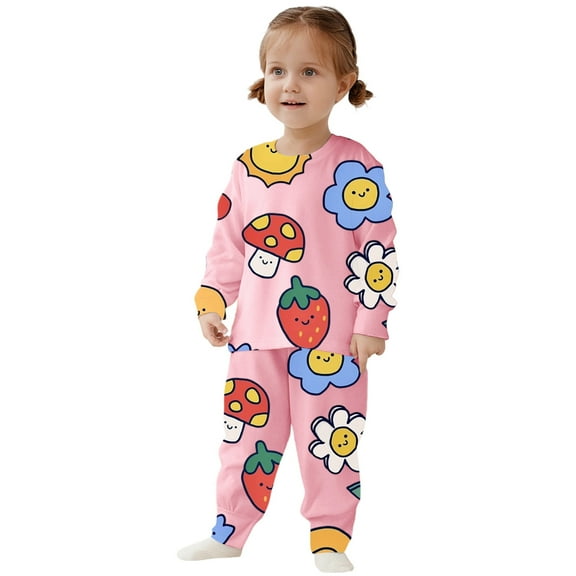 Gaexia Summer Clothes For Girls 10-12,Winter Outfits,Girls 2 Piece Pajama Set Cute Print Sleepwear Long Sleeve Top And Pants Matching Nightwear Outfit For Toddlers Kids Children