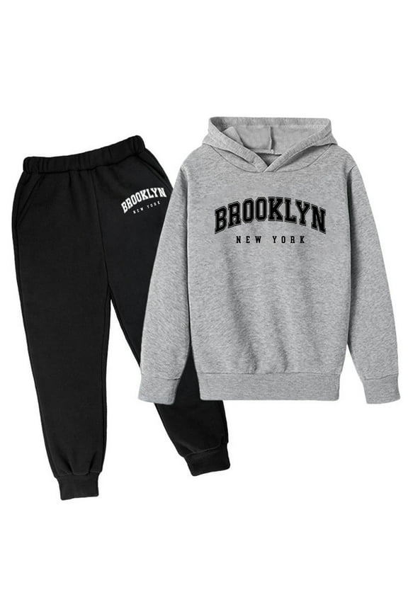 Sweat Suits for Boys Sweatsuits for Boys Sweatpants Hoodie Set Fall Outfits Regular Fit Hoodie Sets 2 Pieces Boys Tracksuit Size 7 Back To School,Dark Gray,3-4 Years