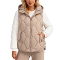 thumbnail image 1 of Gaexia Sweater Vest Women,Lightweight Thermal Quilted Hooded Vest Sleeveless Coat Loose Fit Gilet for Autumn Winter Seasons, 1 of 7