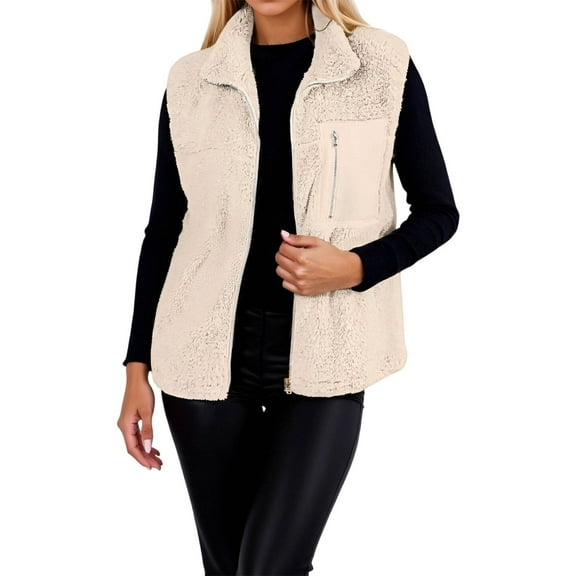 Gaexia Sweater Vest Women,Stand Collar Vest Sleeveless Jacket Winter Warm Outerwear Cozy Casual Gilet for Cold Weather