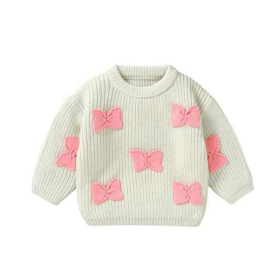 Gaexia Sweaters for Girls,Girls Christmas Sweaters,Toddler Baby Boys Girls Knit Crewneck Bow Sweater Kids Pullover Sweater Shirt Winter Warm Coat
