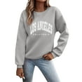thumbnail image 1 of Gaexia Sweatshirt for Women Cotton Print O Neck Sweatshirt Casual Round Neck Fit Pullover Tops Long Sleeve Loose Blouse Workout Shirts Comfortable Soft Fabric,Grey,XL, 1 of 4