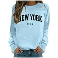 thumbnail image 1 of Gaexia Sweatshirt for Women Crewneck Printed Round Neck Pullover Long Sleeve Streetwear Sweatshirt Soft Comfortable Casual Fashion Top,Sky Blue,L, 1 of 6