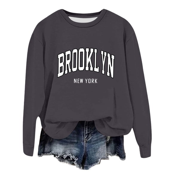 Gaexia Sweatshirt for Women Long Sleeve Crew Neck Lightweight Sweatshirt Casual Printed Pullover Soft Comfortable Loose Fit Tops for Women,Grey,XXL