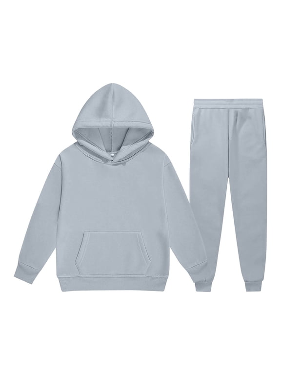 Sweatsuits for Boys Kids Sweatsuit Hoodie Pullover Tops Pants Fall Outfits Printed Hoodie Sets 2 Pieces Boys Track Suit Back To School Fashion,Grey,6-7 Years