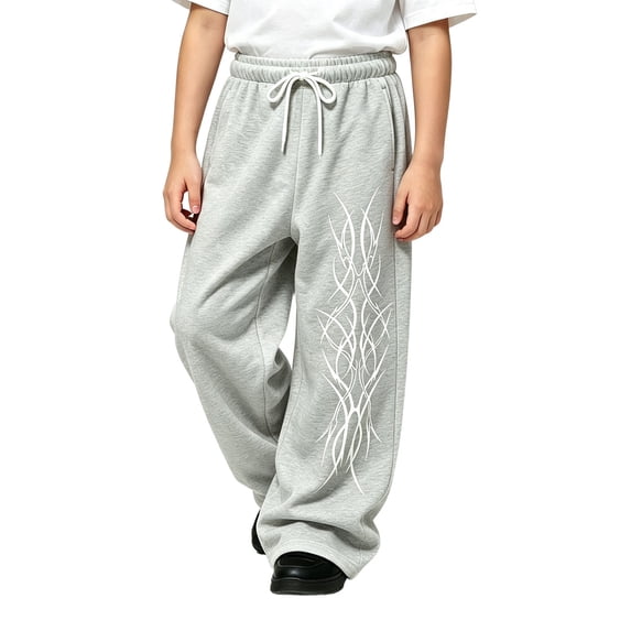 Gaexia Boys Girls Y2k Baggy Sweatpants Elastic Waistband Hop Elastic Waist Wide Leg Track Pants Drawstring Athletic Joggers with Pockets Back to School