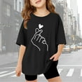 thumbnail image 1 of Gaexia Girls Short Sleeve Tops Crewneck T-Shirt Cotton Tee Tops Modern Fit Back To School Shirts for Kids Festival Casual Summer Tops School Uniform,Black, 1 of 6