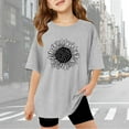 thumbnail image 1 of Gaexia Girls Short Sleeve Tops Letter Print Blouse Tops Loose Back To School Birthday Girl Clothes Outifit School Uniform,Grey, 1 of 6