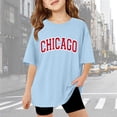 thumbnail image 1 of Gaexia Girls Summer Top Printed Round Neck Blouse Tops Oversized Back To School Outfits for Girls Holiday Girl Clothes Outifit School Uniform,Light Blue, 1 of 6