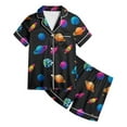 thumbnail image 1 of Gaexia Toddler Boy Button Down Pajamas Shorts Silk Toddler Kids Baby Boys Dinosaur Pajamas Sleepwear Nightwear T shirt Shorts Clothes Set 2 Pcs Pj Set, 1 of 3
