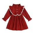 thumbnail image 1 of Gaexia Toddler Girls Fall Dresses,Toddler Girls Long Sleeve Dresses Bowknot Ruffles Princess Dress Clothes,Red,12-18 Months, 1 of 7