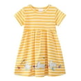 thumbnail image 1 of Gaexia Toddler Girls Summer Casual Embroidered Short Sleeve Dress Floral Kids Outfit Comfortable (Yellow,4-5 Years), 1 of 4