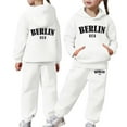 thumbnail image 1 of Gaexia Toddler Kids Long Sleeve Hoodie and Pants Set Soft Warm Pullover Outfit for Girls and Boys All Season Casual Playwear,White,8-9 Years, 1 of 7