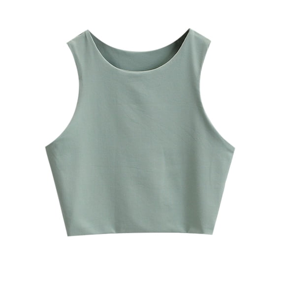Gaexia Versatile Girls Sleeveless Cropped Double Layer Neckline Soft Tank Top Underwear Everyday Breathable Stretchy Comfortable Lightweight Basic Casual Lined Inner Wear
