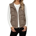thumbnail image 1 of Gaexia Vest Tops for Women,Elegant Quilted Sleeveless Outerwear Vest With Notched Collar and Front Pockets for Women Winter Casual Fashion, 1 of 5