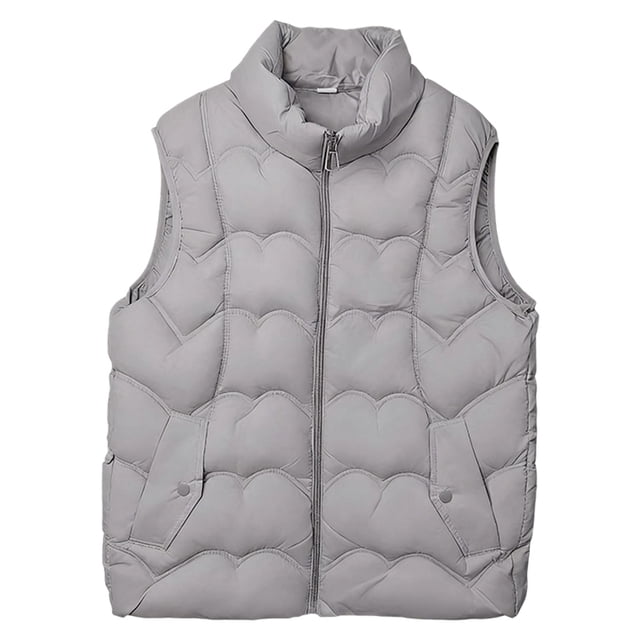 Gaexia Vest Tops for Women,Winter Quilted Gilet Coat With Stand Collar Women Outerwear Vest Insulated Padded Layer for Cold Weather Fashion