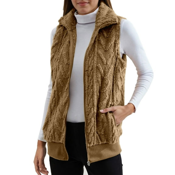 Gaexia Vest Tops for Women,Women Stand Collar Vest Outerwear Sleeveless Open Front Cardigan Cozy Layering Piece for Casual Fall Winter Fashion