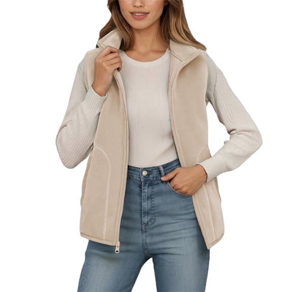 Gaexia Vest for Women 2025,Winter Thermal Reversible Vest Double Outdoor Wear Warm Lined Insulated Jacket Top With Pockets Soft Cozy Midweight Layer for Cold Weather