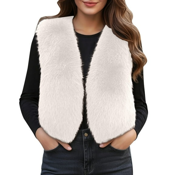 Gaexia Vest for Women Dressy,Winter Warm Thick Lined Outerwear Vest Jacket with Soft Trim for Cold Weather and Comfortable All Day Wear