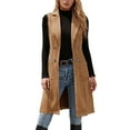 thumbnail image 1 of Gaexia Vest for Women,Elegant Suede Long Vest Outerwear Coat Retro Slim Fit Open Front Cardigan Style Timeless Womens Fashion Piece, 1 of 7