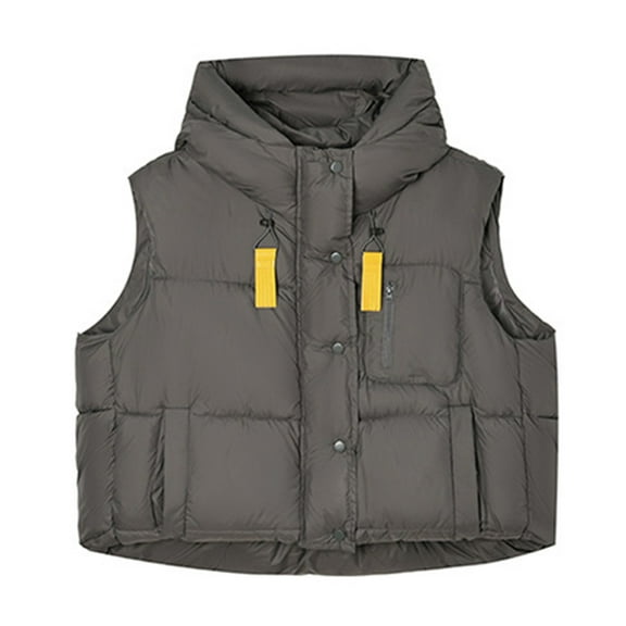 Gaexia Vest for Women ,Winter Fringe Hooded Vest for Women Cozy Warm Outerwear with Design Comfortable Soft Fabric Ideal Casual Wear