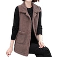 thumbnail image 1 of Gaexia Vest for Women ,Women Shearling Vest Stand Collar Slim Fit Autumn Winter Fashion Outerwear Warm Lined Jacket Coat, 1 of 7