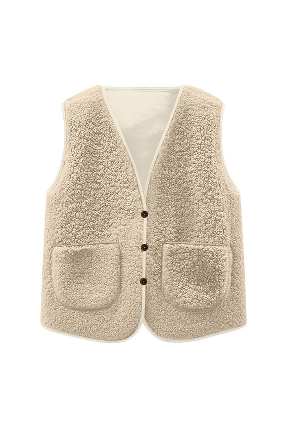 Vest for Women,Lined Outdoor Vest Jacket With Lapel Button Front Design and Multiple Pockets for Cold Weather