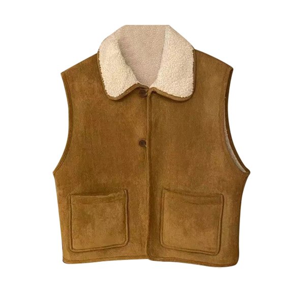 Gaexia Vest for Women Trendy,Elegant Solid Color Button Front Chiffon Vest for Women Timeless Autumn Winter Outerwear Piece