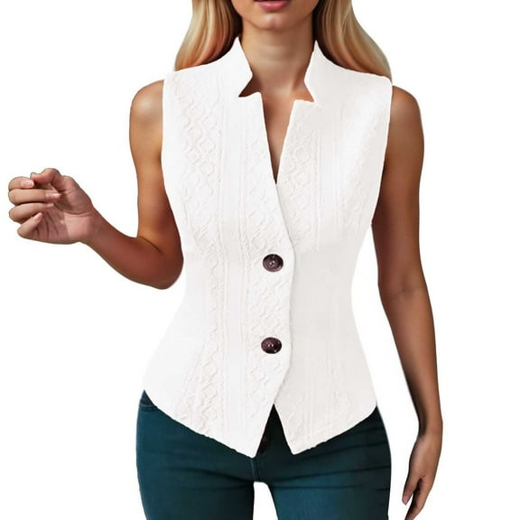 Gaexia Vest for Women Winter,Womens Casual Vest Sleeveless Outerwear Button Down Top for Everyday Wear Comfortable and Versatile Fashion Garment